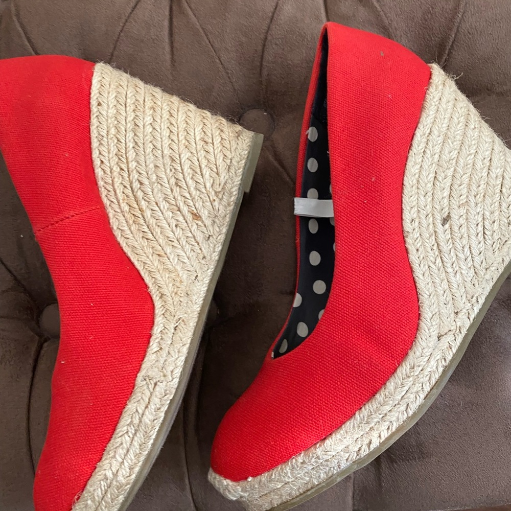 Merona Vibrant Red  Orange Wedge Shoes